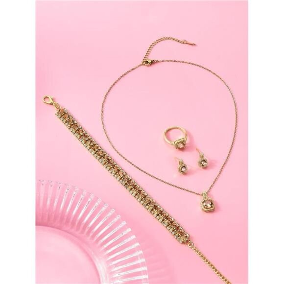 4pcs Cubic Zirconia Wedding Jewelry Sets for Bride Bridesmaid Cubic Zirconia - Picture 5 of 7